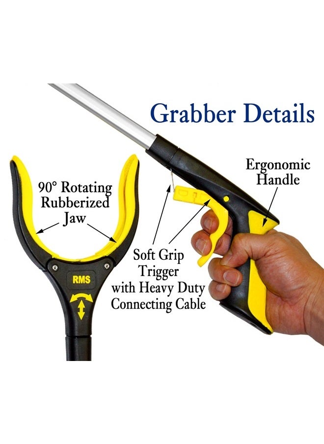 RMS 2-Pack 34 Inch and 21 Inch Grabber Reacher with Rotating Jaw - Mobility Aid Reaching Assist Tool  - Image 3
