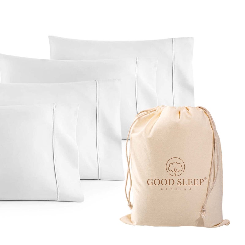 1000 TC White King Pillowcases Set of 4 100 Egyptian Cotton Pillow Cases with Long Staple Cotton  Sateen Weave Silky Soft Hotel  Like Bed Pillow Covers for Comfy Sleeping Snug Fit