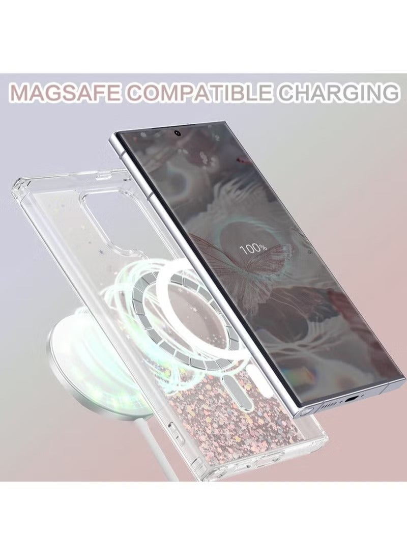 Samsung Galaxy S24 Ultra Case Soft Silicone Clear MagSafe Cover with Glitter Bling Super Soft-Touch Anti-Scratch Shockproof Bumper Back Cover Phone Accessories for Women Girls - Image 4