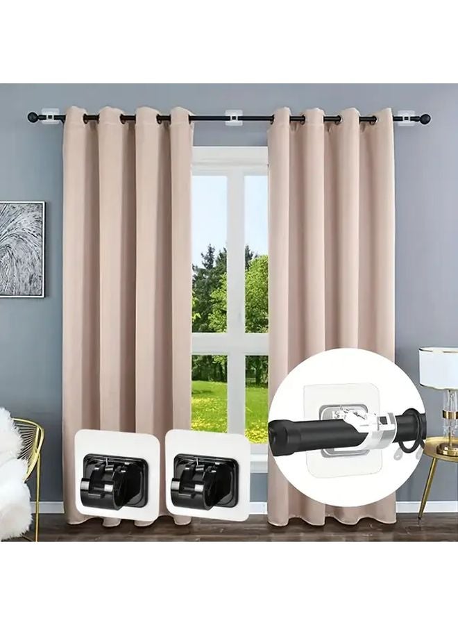 4pcs Transparent Heavy Duty Adhesive Curtain Rod Brackets No Drill Installation Adjustable - Image 5