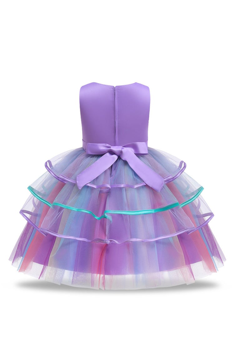 Loquat Fashionable Cute Girls Dresses Purple  - Image 2