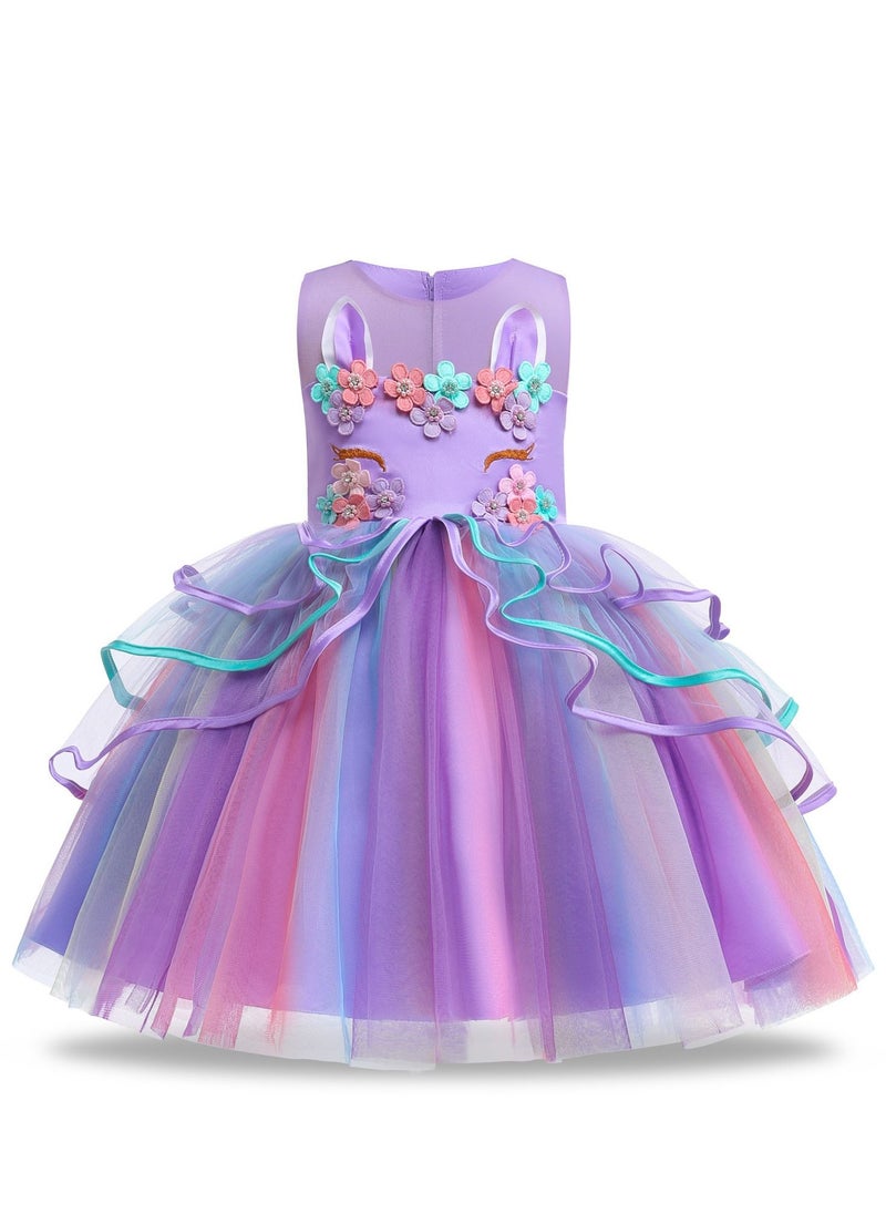 Loquat Fashionable Cute Girls Dresses Purple  - Image 1