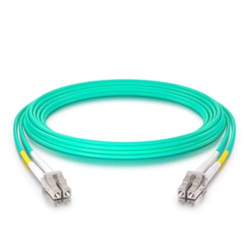 4 عبوات من LC إلى LC OM3 10 جيجابت/جيجابت كابل تصحيح الألياف مزدوج الوضع، 50/125 متر LSZH، أكوا، 3 متر لجهاز إرسال واستقبال SFP - Image 1