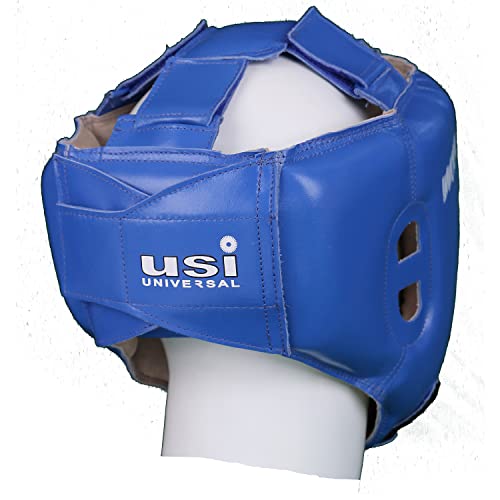 USI UNIVERSAL Boxing Headguard, 615CG Amateur Contest Headguard, Hide Leather, Multiple Layers of Padding for Greater Shock Absorbing Adjustable Web Closure & Strap(Size M, Blue) - Image 2