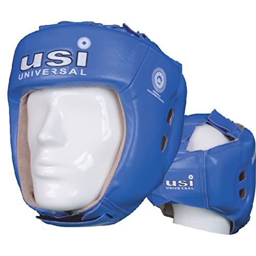 USI UNIVERSAL Boxing Headguard, 615CG Amateur Contest Headguard, Hide Leather, Multiple Layers of Padding for Greater Shock Absorbing Adjustable Web Closure & Strap(Size M, Blue) - Image 4