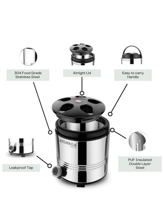 KITCHEN CLUE Stainless Steel Inner and Outer Body I Aqua 6 Travel Water Jug with Attractive Shape I 5 Liters of Capacity I Easy to Carry I Sturdy Body, Silver - Image 4