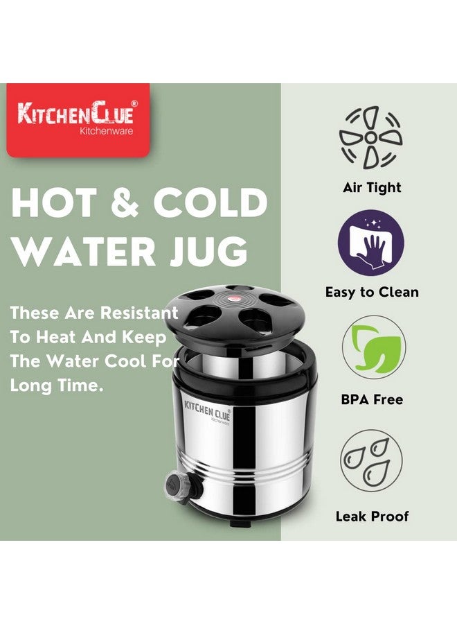 KITCHEN CLUE Stainless Steel Inner and Outer Body I Aqua 6 Travel Water Jug with Attractive Shape I 5 Liters of Capacity I Easy to Carry I Sturdy Body, Silver - Image 3