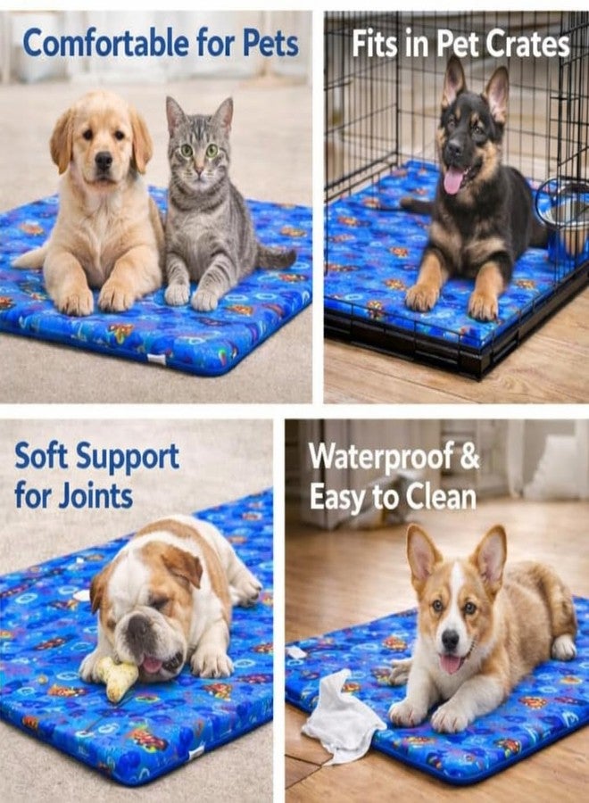 KittuPet Pet Feeding Floor Mat for Dogs & Cats – Medium Size Anti-Skid Waterproof & Washable Mat | Absorbent Food & Water Spill Protector | Navy Blue Printed Pet Bowl Mat - Image 4