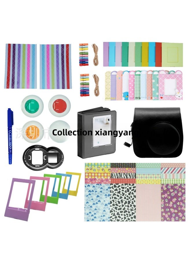 Generic POLARIDE Mini9/8 +/8 Retro Camera Bag Album Sticker Filter Photo Frame Accessories Set 12-in -1 Set-Color:Black  - Image 1