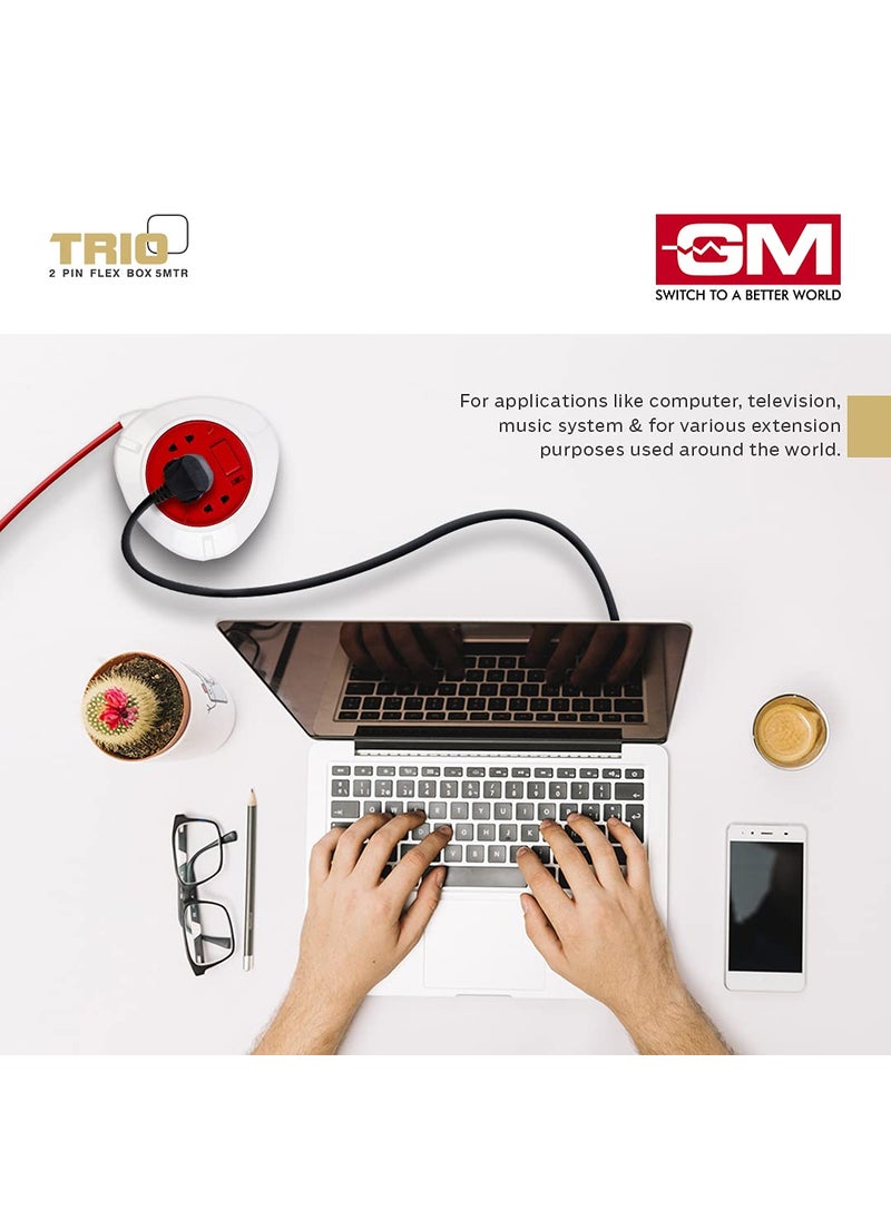 GM GM 3041 Trio 2 Pin Flex Box 5 Mtr with Indicator International Socket  - Image 5
