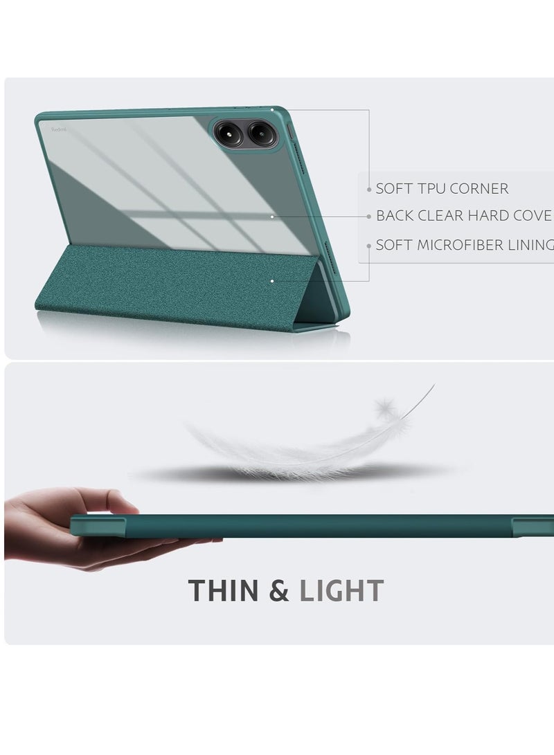 إيفو حافظة لجهاز Redmi Pad Pro مع حامل قلم 12.1 بوصة 2024، [تنبيه/غفو تلقائي] غطاء خلفي شفاف لأجهزة التابلت Xiaomi Redmi Pad Pro (ا)خضر - Image 2