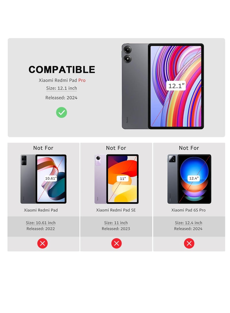 إيفو حافظة لجهاز Redmi Pad Pro مع حامل قلم 12.1 بوصة 2024، [تنبيه/غفو تلقائي] غطاء خلفي شفاف لأجهزة التابلت Xiaomi Redmi Pad Pro (ا)خضر - Image 4
