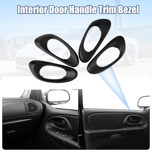 NPAUTO Interior Door Handle Trim Bezels Replacement for Chevy Trailblazer EXT 2002 2003 2004 2005 2006 2007 2008 2009, Inside Front & Rear Left Driver Right Passenger Side, Black, Kit of 4 - Image 2