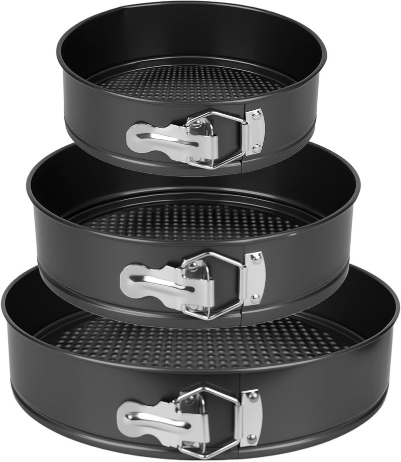 FLEEODAN Springform Pan Set of 3 (7"/9"/11") - Non-Stick Cheesecake Pans with Removable Bottom, Round Baking Molds for Cheesecake, Pie, Desserts & More - Baking Bakeware Set - Image 1