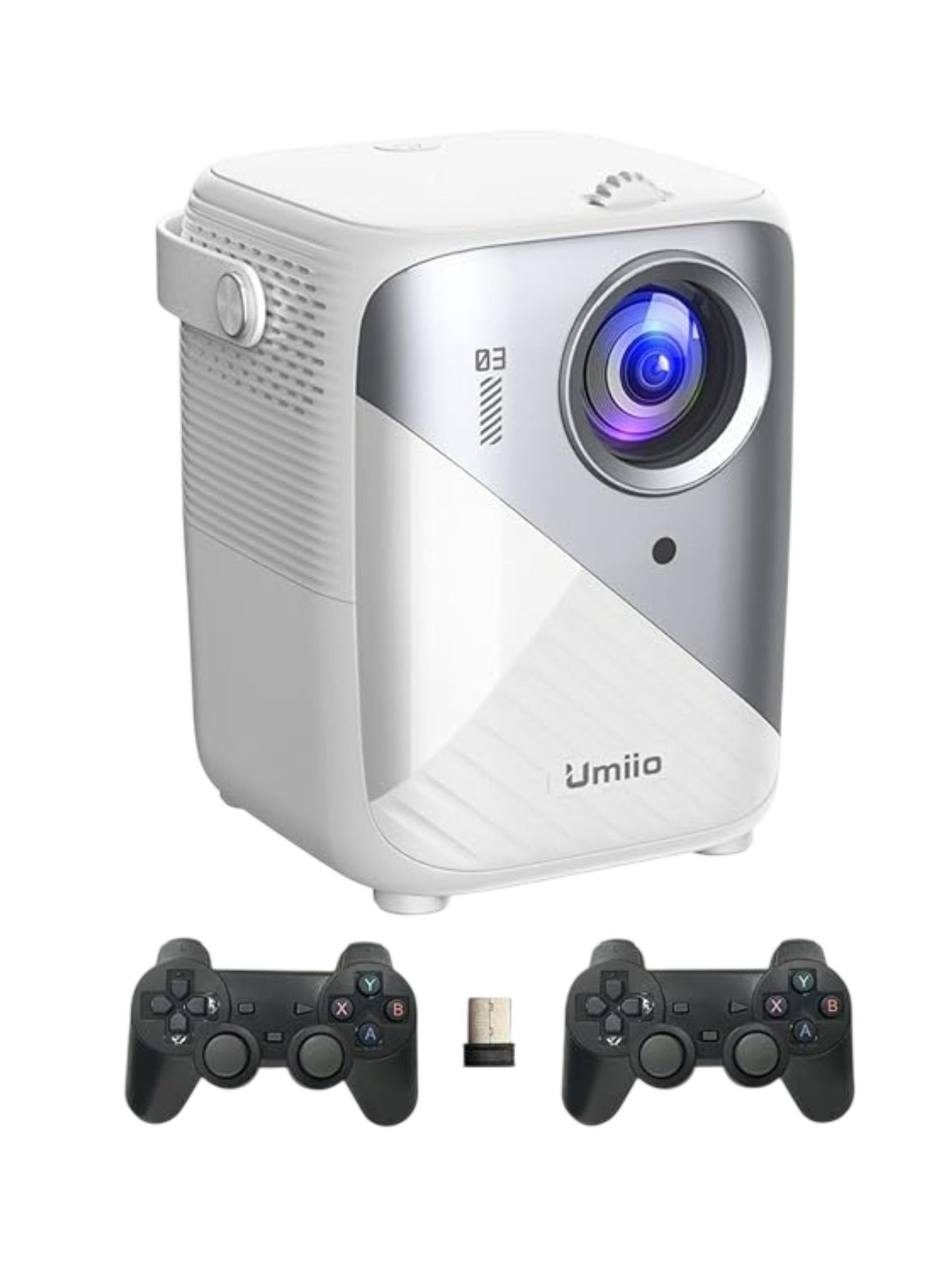 Q3 Pro WiFi Bluetooth Game Projector 4K Home Theater Video Player Projector with Dual Wireless Game Contoller Keystone Smart Projector Compatible with Android, iOS,PC, 50"-150" Screen-White