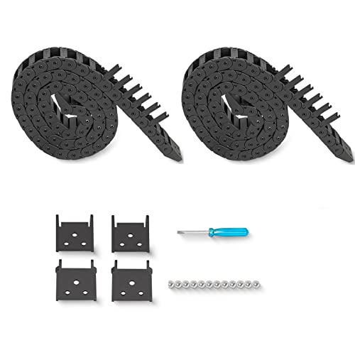 USKEYVISION 2pcs 39.4inch Drag Chain Cable Carrier Open Type R18 Wire Cable Chain for CNC Router Mill and 3D Printer,Extra 2 Pair End Connectors,1pc Screwdriver,9 Screws (10x20) - Image 1