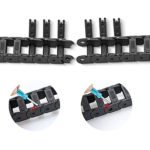 USKEYVISION 2pcs 39.4inch Drag Chain Cable Carrier Open Type R18 Wire Cable Chain for CNC Router Mill and 3D Printer,Extra 2 Pair End Connectors,1pc Screwdriver,9 Screws (10x20) - Image 4