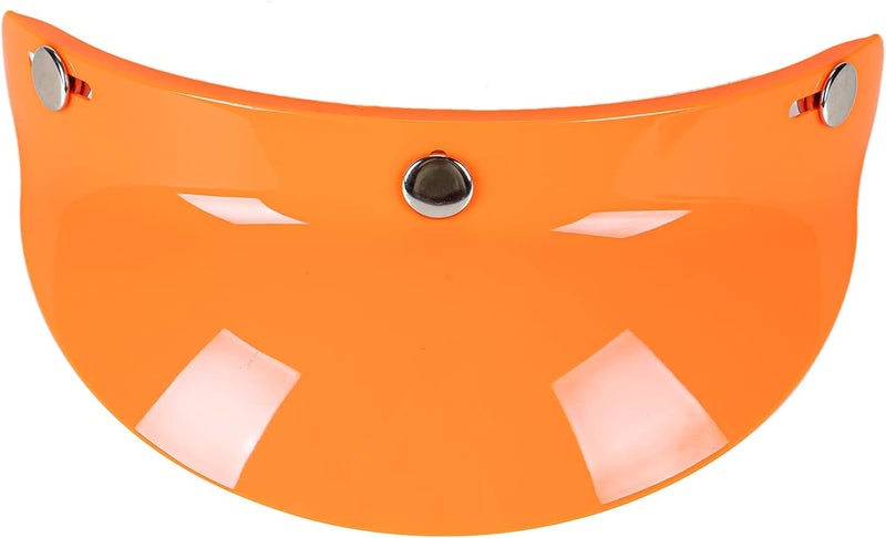 3 Snap- Lens for Open Face Motorcycle Helmet - -，-Fog，Retro FlipUp Design Compatible with 3 Pin Buckle Helmets (Orange) - Image 1