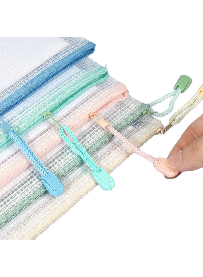 Simaa A4 File Folder, Subject Classification Pouch, Zipper Bag, Student Exam Paper Storage Pouch, Stationery Bag, Macaron Color Series, Mixed Colors, 5-Pack, 6023 - Image 1