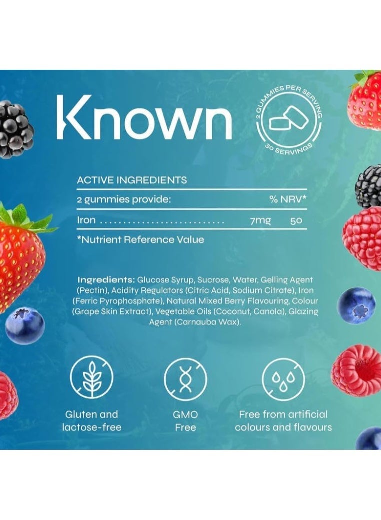 Known Iron Vegan Gummies Supplement | 7mg Iron |Energy, Immune Support - Image 2