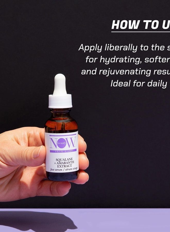 NOW BEAUTY سيروم الوجه بخلاصة السكوالان والأمارانث - علاج مرطب مكثف للوجه - تركيبة متقدمة لحبس الرطوبة - قطرات مضيئة وملساء للملمس لبشرة متألقة - 1 أونصة - Image 4