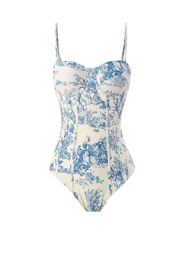 Showday Showday European American Women's Bikini Bathing Suit Women's One Piece Swimsuit with Beach Cover up Wrap Skirt Floral Tummy Control Tankini Set 2 Piece Swimsuit Outfits  - Image 2