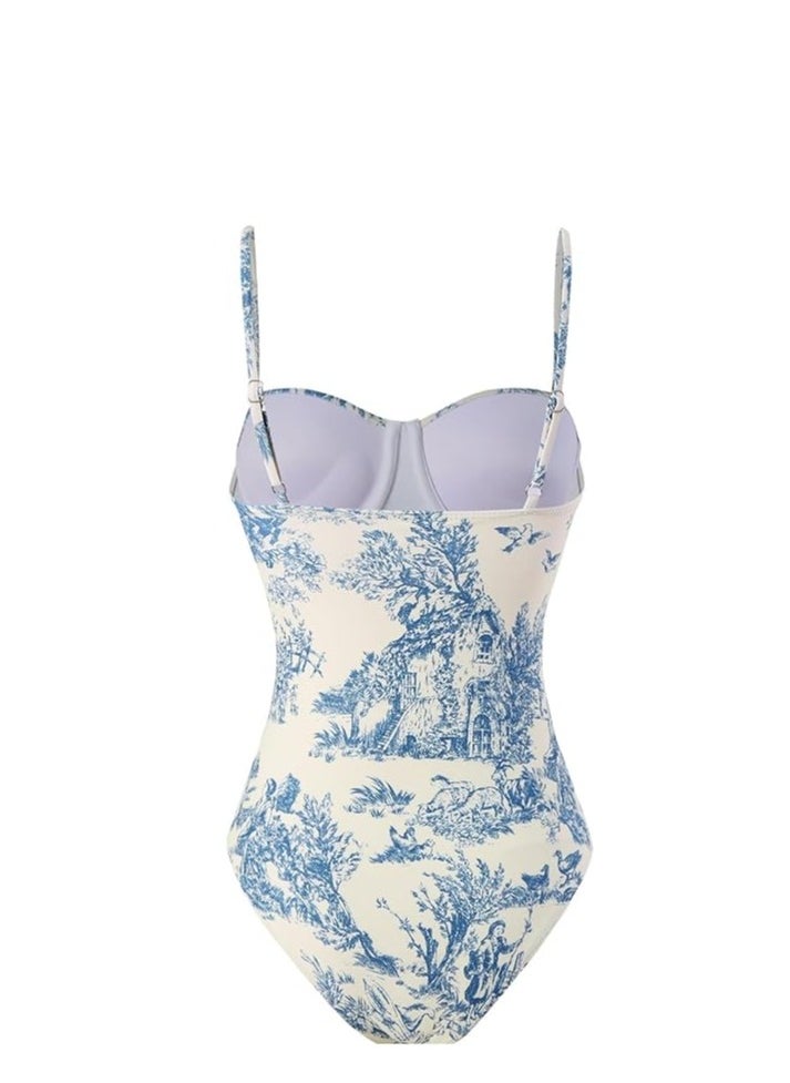 Showday Showday European American Women's Bikini Bathing Suit Women's One Piece Swimsuit with Beach Cover up Wrap Skirt Floral Tummy Control Tankini Set 2 Piece Swimsuit Outfits  - Image 3
