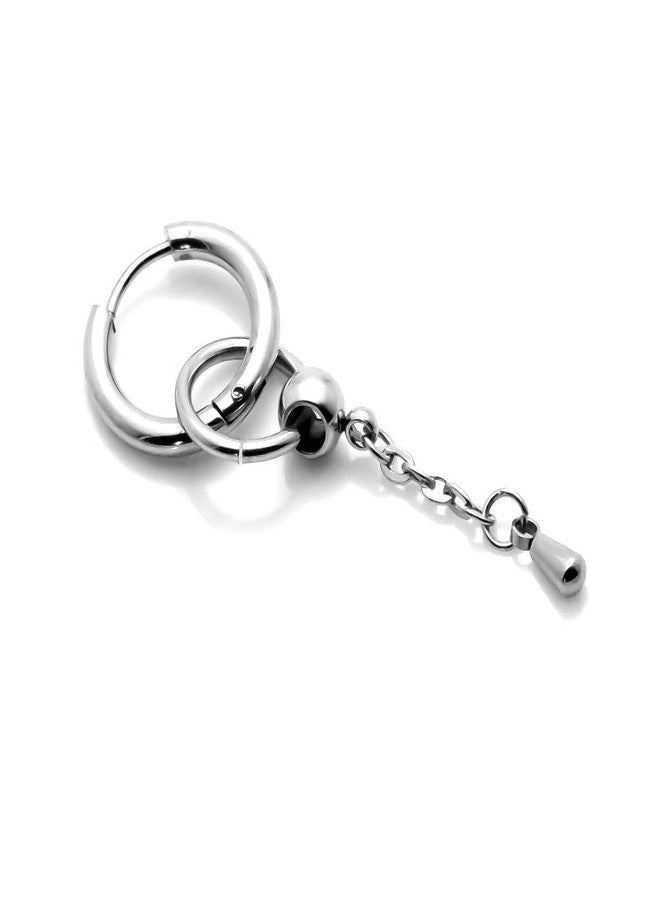 Fusamk Punk Stainless Steel Huggie Hinged Hoop Earrings Circle Dangle Drop Earrings,2PCS - Image 5