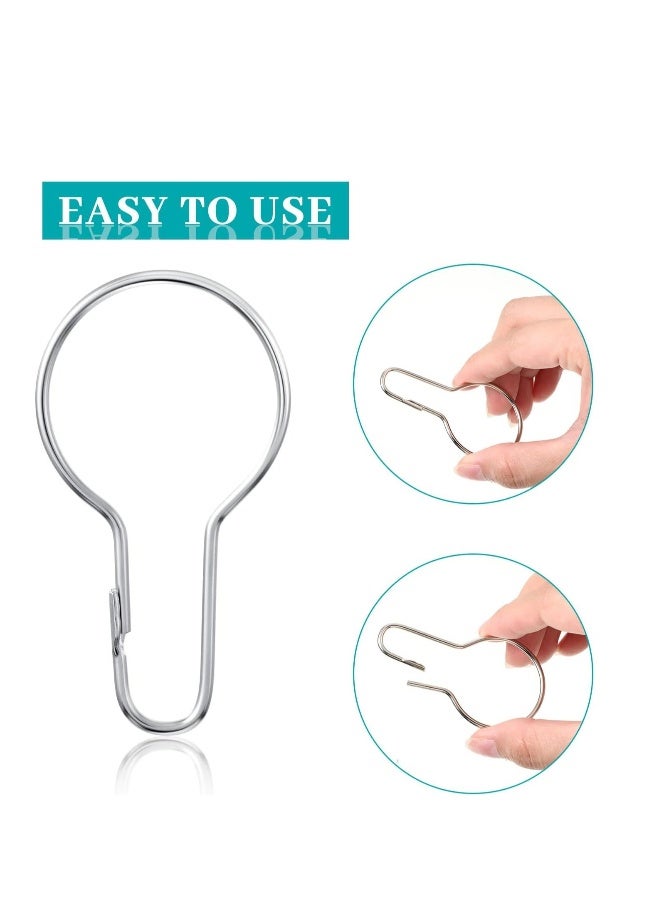60 Pieces Metal Shower Curtain Hooks Hanging Shower Clips Metal Shower Curtain Rings Practical Shower Curtain Hangers for Reusable Bathroom Bedroom Kitchen Home Curtain Applications - Image 3