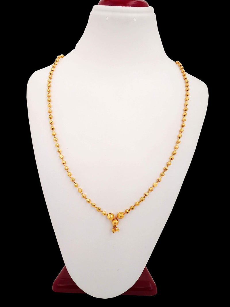 JHB Gold Plated Stylish Chain Neck Designer 18 inch MATARMALA Handmade Real Look Design Beauty Pave Natural Jewelry for Women Girls - Image 3