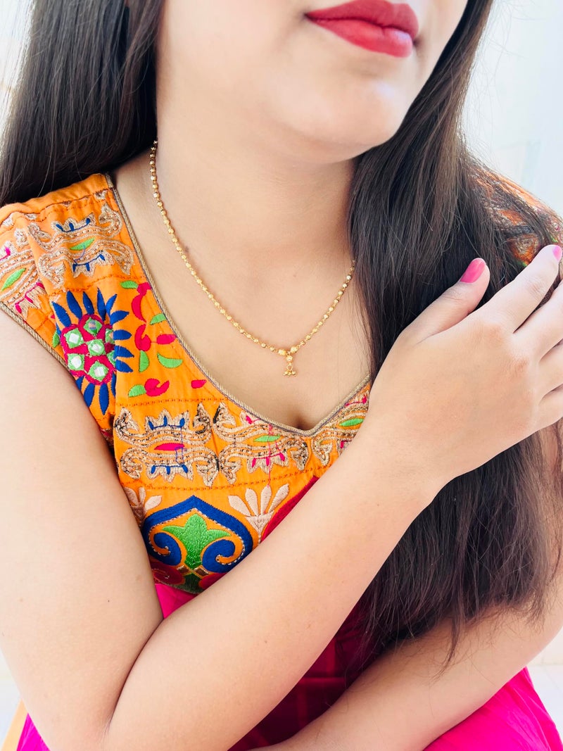 JHB Gold Plated Stylish Chain Neck Designer 18 inch MATARMALA Handmade Real Look Design Beauty Pave Natural Jewelry for Women Girls - Image 5