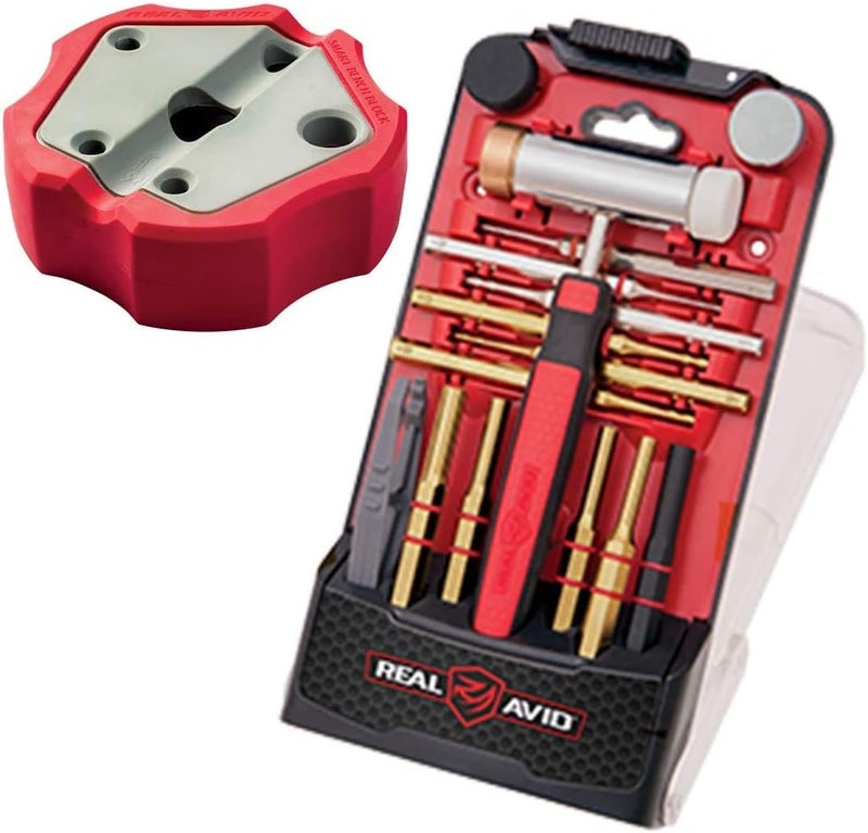 Real Avid Brass Punch Set & Hammer + Non-Slip Magnetic Bench Block | 7 Premium Brass Pin Punches & 3 Steel Punches, 4 Interchangeable Hammer Heads - Brass Steel Rubber & Nylon + Universal Bench Block - Image 1