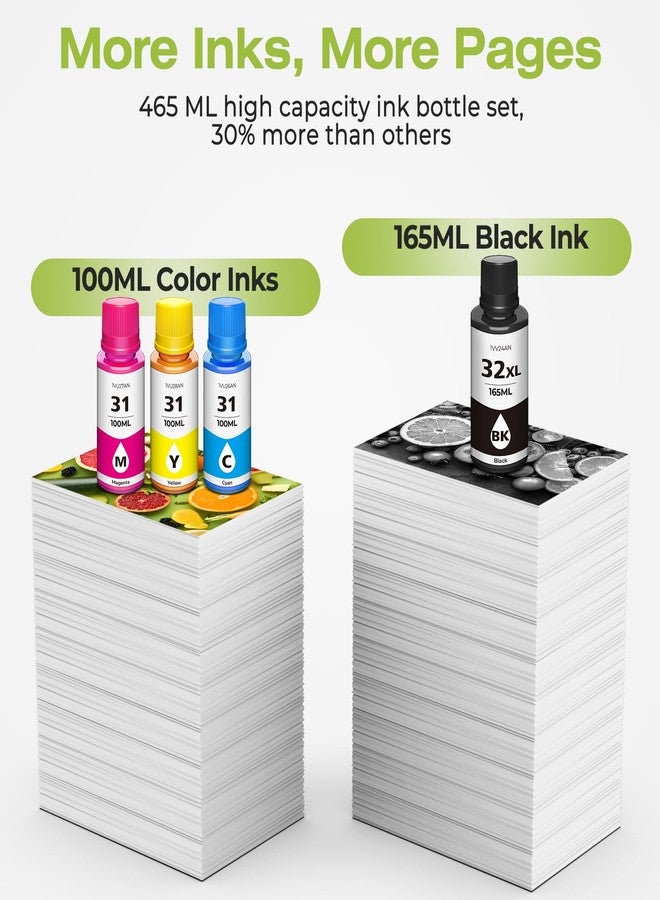DEEIYUER 31 Ink 32XL Black Ink Bottle Set, Smart tank 5101 7602 6001 5000 ink refill Compatible with HP 31 32XL Ink Bottle Set for Smart Tank 651 5101 5000 7602 5103 6001 7301 7001 7302 5102 7002 7006 Printers - Image 5