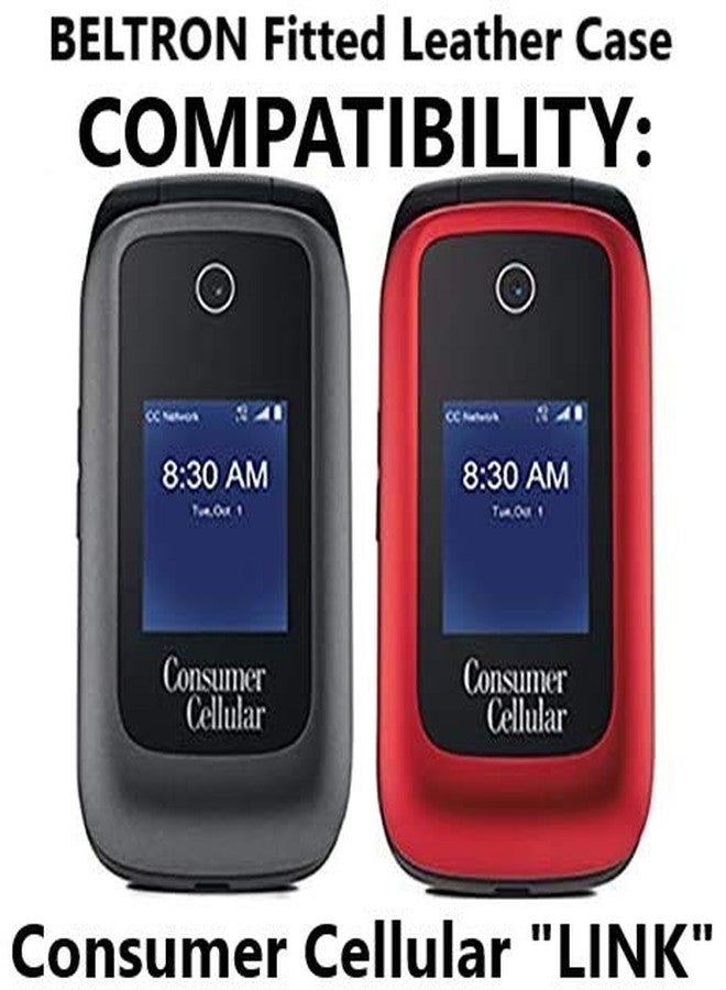 جراب BELTRON الجلدي المصمم خصيصًا لهاتف Consumer Cellular Link Z2332 و Link II Z2335 القابل للطي - الميزات: مشبك حزام دوار، حماية للشاشة ولوحة المفاتيح، وملاءمة محكمة - Image 2