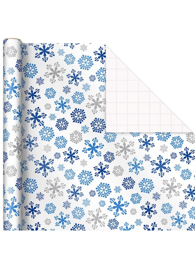 Hallmark Image Arts Blue Christmas Wrapping Paper with Cut Lines on Reverse (4 Rolls: 120 sq. ft. ttl) Snowmen, Snowflakes, Blue and White Stripes - Image 3