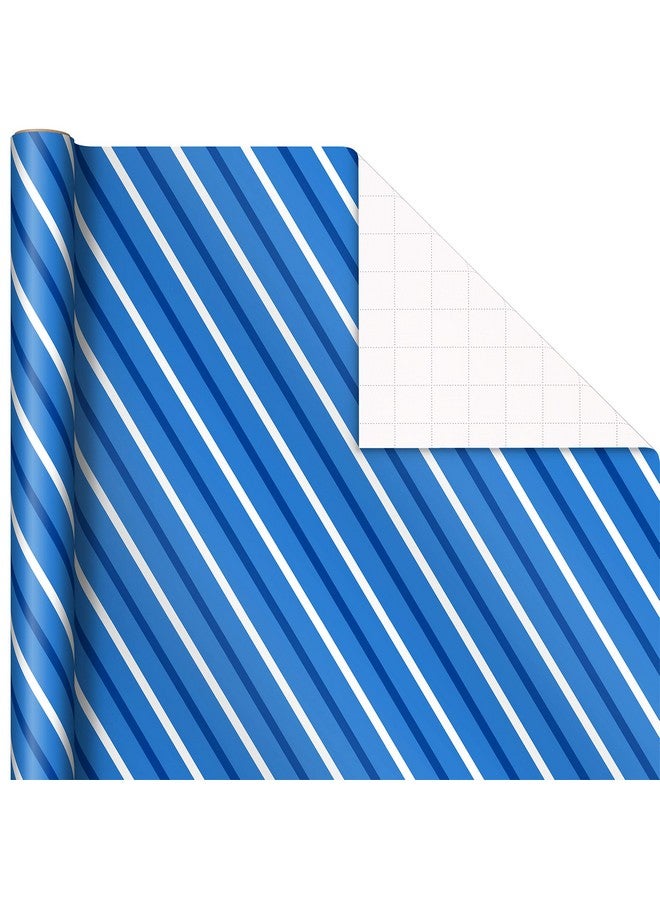 Hallmark Image Arts Blue Christmas Wrapping Paper with Cut Lines on Reverse (4 Rolls: 120 sq. ft. ttl) Snowmen, Snowflakes, Blue and White Stripes - Image 4