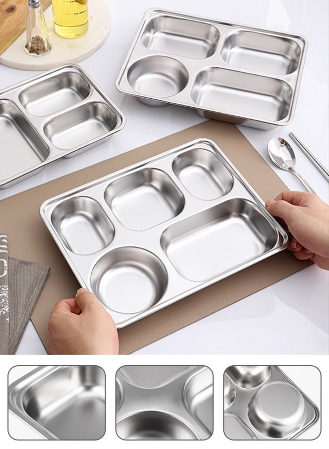 Morlife 304 Stainless Steel Divided Dinner Plate in Rectangular Section Food Tray 4 Sectional Dish Partitioned Food Serving Platter, 28*22*3.5 cm - Image 4