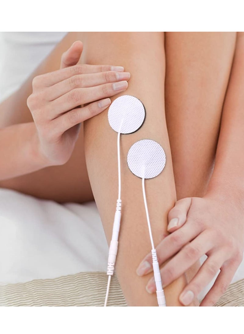 SYOSI 20PCS Round Electrodes Pads 1.25" Reusable Carbon Electrotherapy Pads for EMS Muscle Stimulator with 2.0 mm Pigtail Connectors Reusable Skin Patch for Muscle  - Image 4