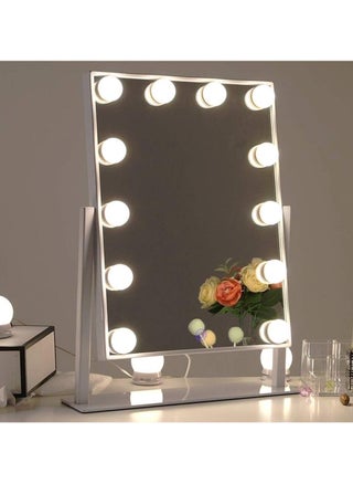 COOLBABY Makeup Mirror with Lights Lighted Makeup Mirror with 12 Dimmable Bulbs and 3 Color Lighting Modes Smart Touch Control Plug in Light Up Mirror (White) MIRR012 - pzsku/ZBEBB1DF67E156B0D22F1Z/45/_/1701851330/27eeceb3-eb01-4d4a-94ec-e9578ec6efb6