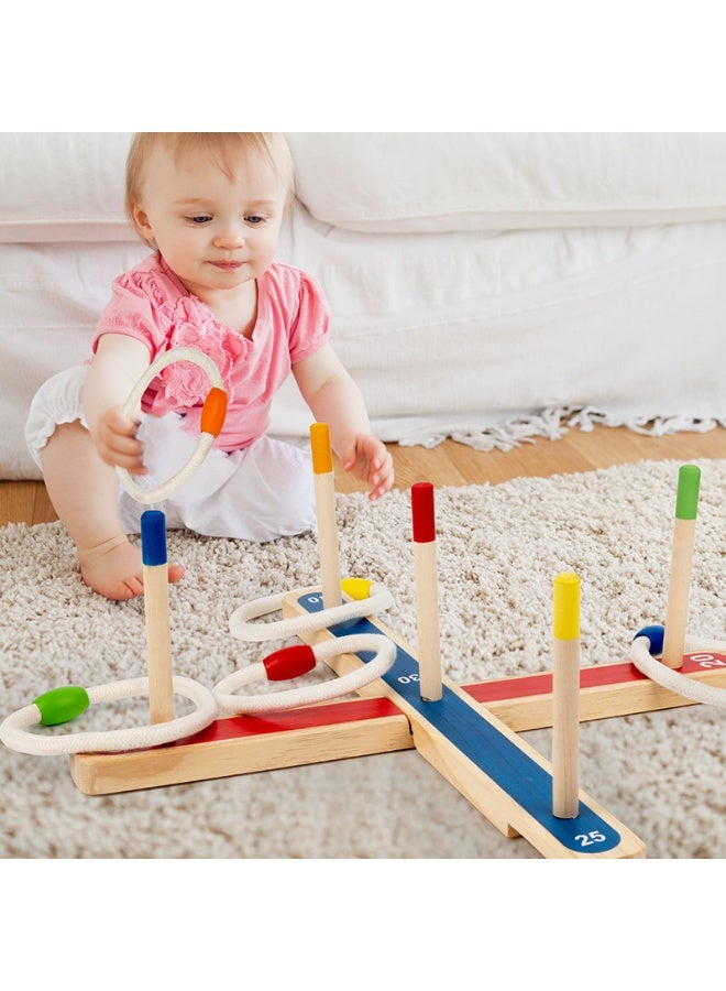 Wooden Portable Lightweight Friendly Multicolour Ring Toss Game Set - Image 3