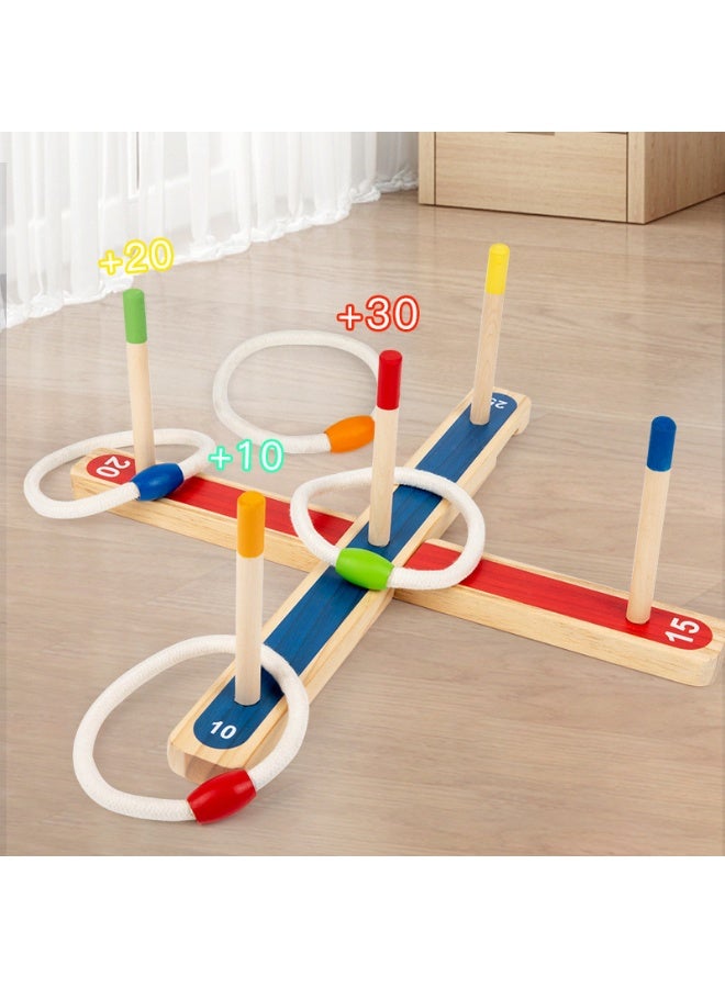 Wooden Portable Lightweight Friendly Multicolour Ring Toss Game Set - Image 4