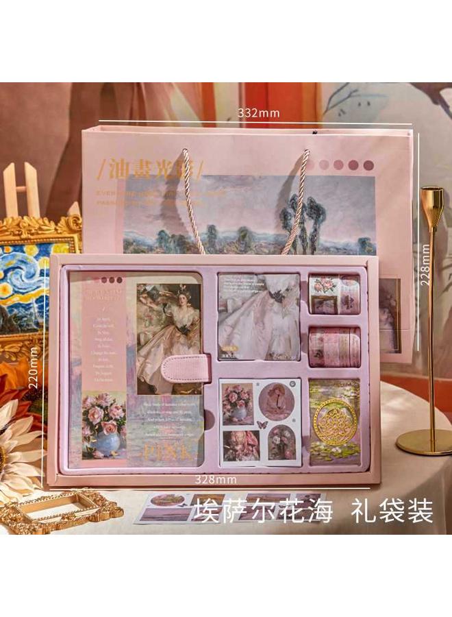 Bluejw | Oil Painting Hand Account Suit Gift Box High Color Value Book Simple Ins Student Hand Account Book Art Square Journal For Women - Image 1