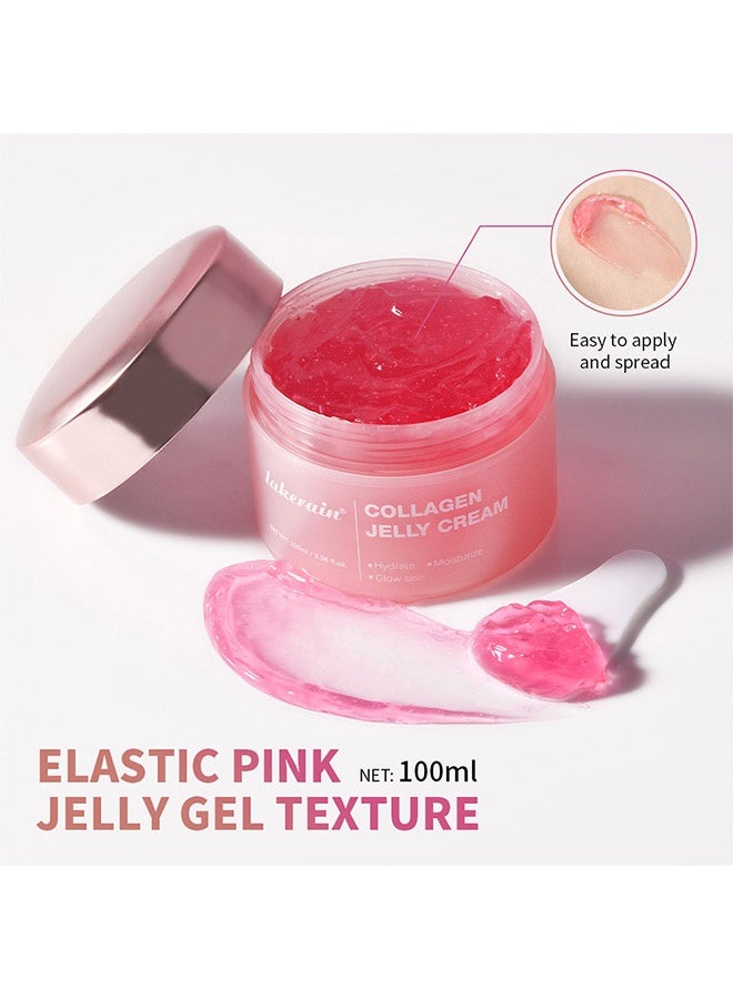 lakerain Collagen Jelly Cream ,Moisturizer Hydrating Skin Treatment Cream ,Anti Wrinkle Firming Cream for Youthful, Glow Nourishing Hydrolyzed Collagen Infused Gel ,Cream for Day and Night, All Skin Types Face Cream,100ml - Image 4