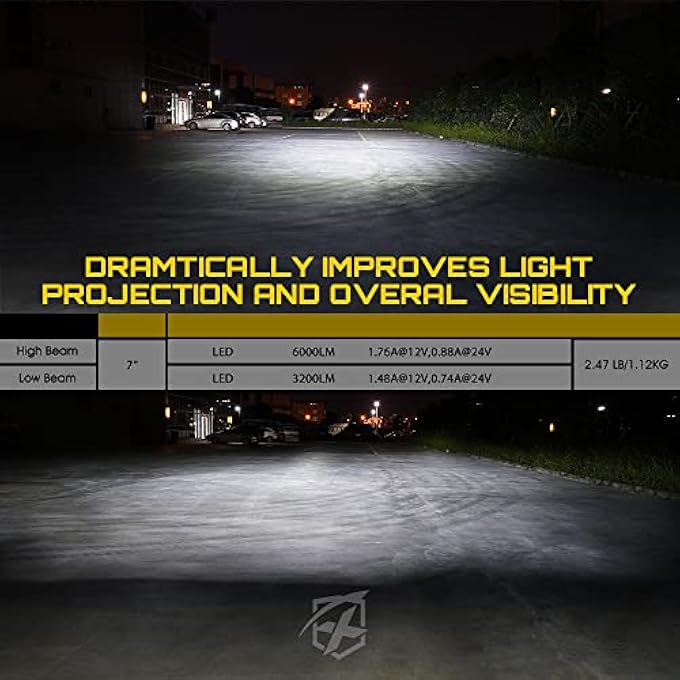 Xprite 7 مصابيح أمامية دائرية LED متوافقة مع جيب رانجلر JK JKU LJ CJ TJ Hummer H1 H2 موديل 1997-2018، مصابيح أمامية بحلقة هالو معتمدة من DOT، شعاع عالي ومنخفض، قابس تشغيل، لون أسود - Image 3