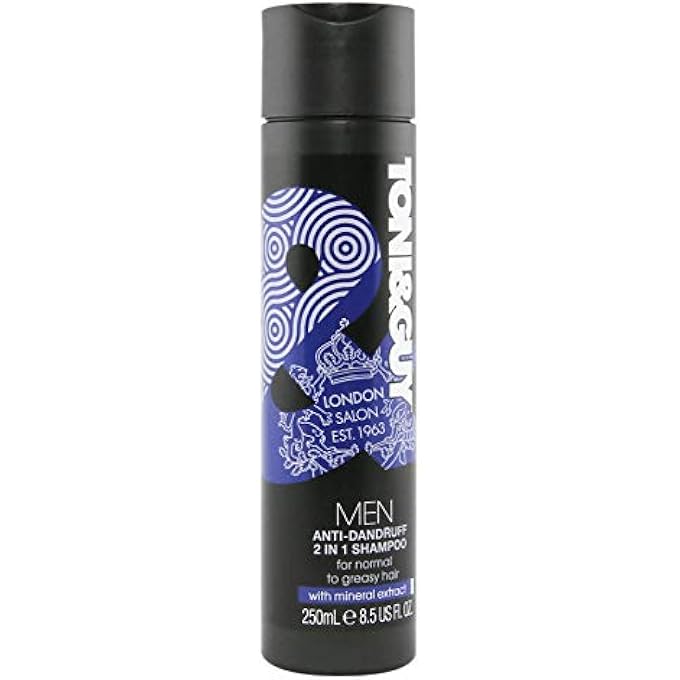Toni & Guy MEN ANTI DANDRUFF 2 IN 1 SHAMPOO, CLEANSES GREASY HAIR AND SOOTHES ITCHY SCALP, 250ML - Image 1