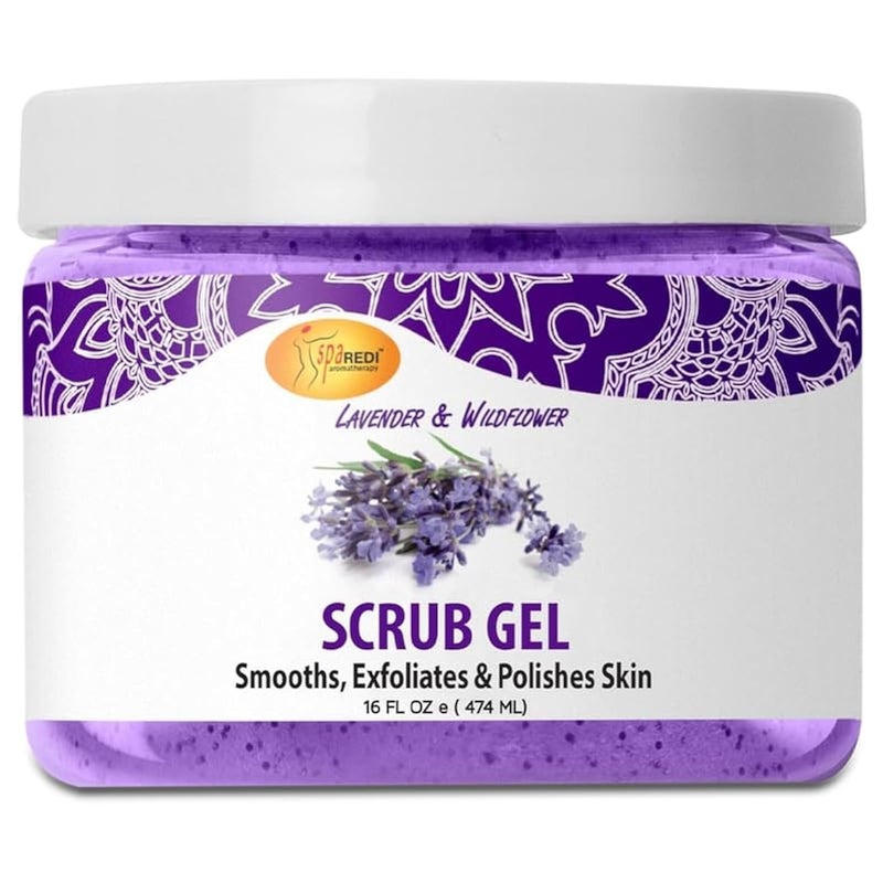 SPA REDI  Exfoliating Scrub Pumice Gel Lavender and Wildflower 16 Oz  Manicure Pedicure and Body Exfoliator Infused with Hyaluronic Acid Amino Acids Panthenol and Comfrey Extract