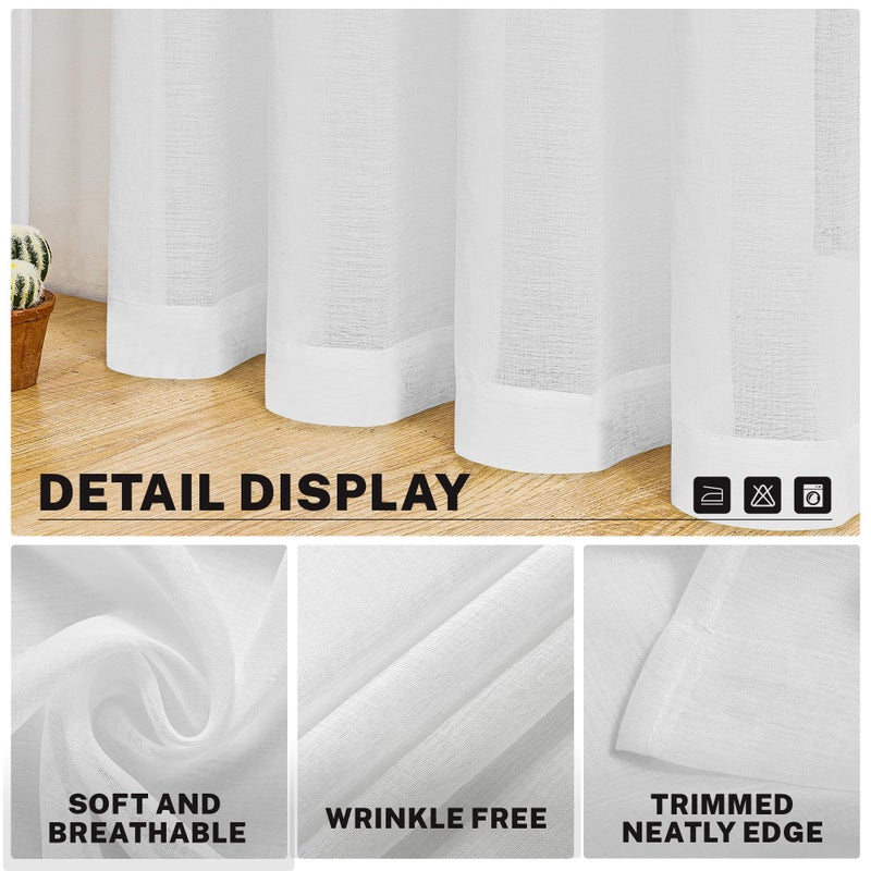 MRTREES White Sheer Tier Curtains - 24 inch Length, Transparent Half Window Curtains for Kitchen, Bathroom, Cafe - Light Filtering Voile Panels, Rod Pocket, 2 Panels - Image 4