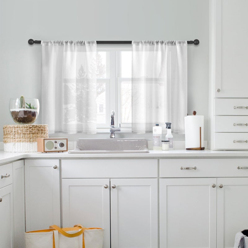 MRTREES White Sheer Tier Curtains - 24 inch Length, Transparent Half Window Curtains for Kitchen, Bathroom, Cafe - Light Filtering Voile Panels, Rod Pocket, 2 Panels - Image 5