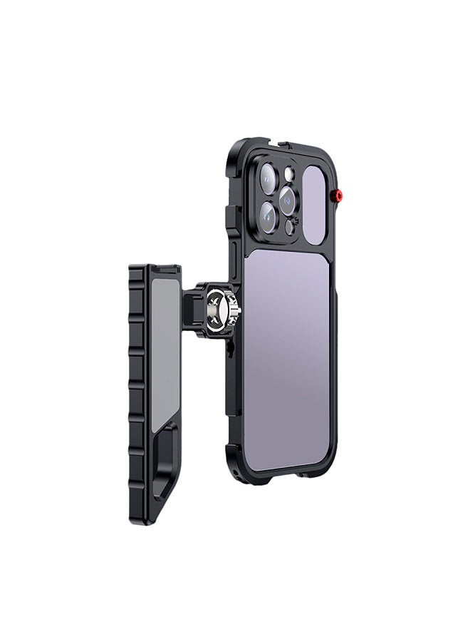 Smartphone Video Rig Vlog Kit Including Smartphone Cage with Cold Shoe Mounts & 1/4in Threaded Holes + Handle Grip for Vlog Video Recording Live Streaming Compatible with iPhone 14 Pro Max  - Image 1