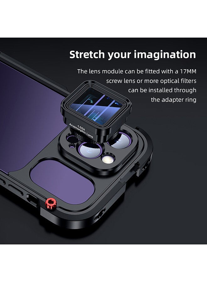 Smartphone Video Rig Vlog Kit Including Smartphone Cage with Cold Shoe Mounts & 1/4in Threaded Holes + Handle Grip for Vlog Video Recording Live Streaming Compatible with iPhone 14 Pro Max  - Image 3